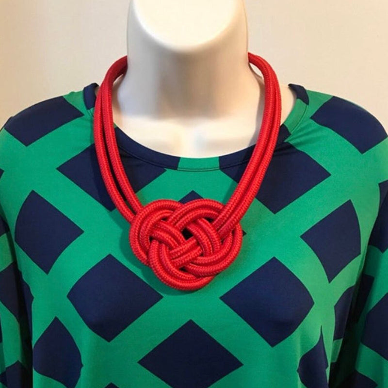 Handgemachte dicke Statement-Halsketten aus geknotetem Seil