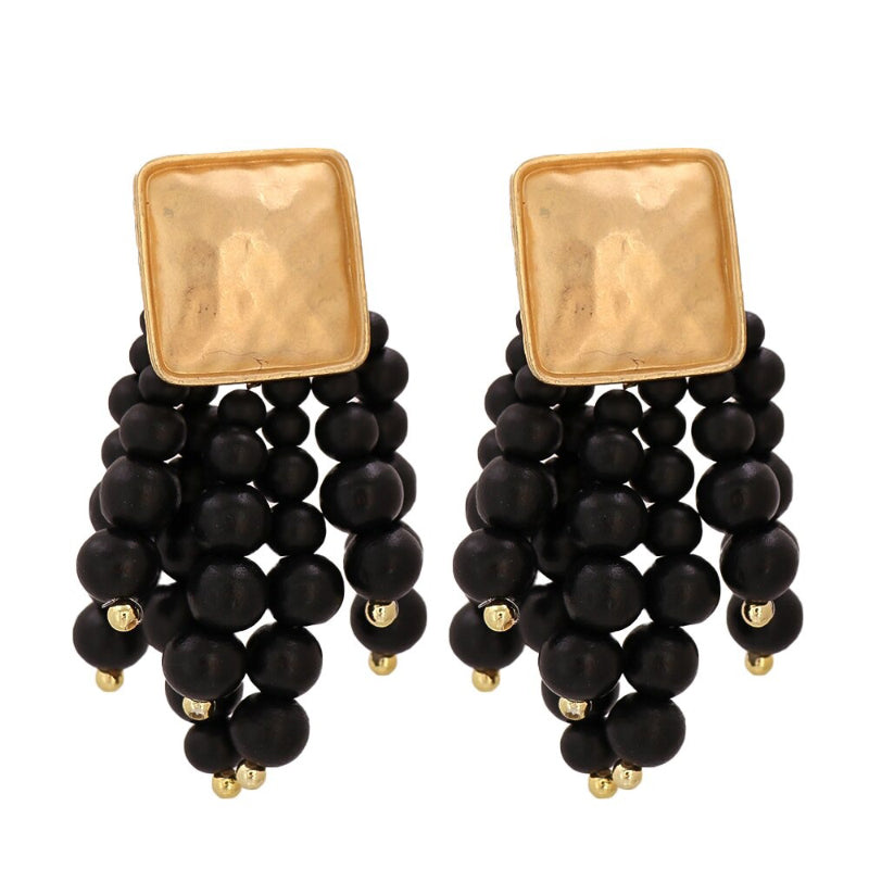 Handgemachte Holzperlenkette Quaste baumelnde modische Ohrringe