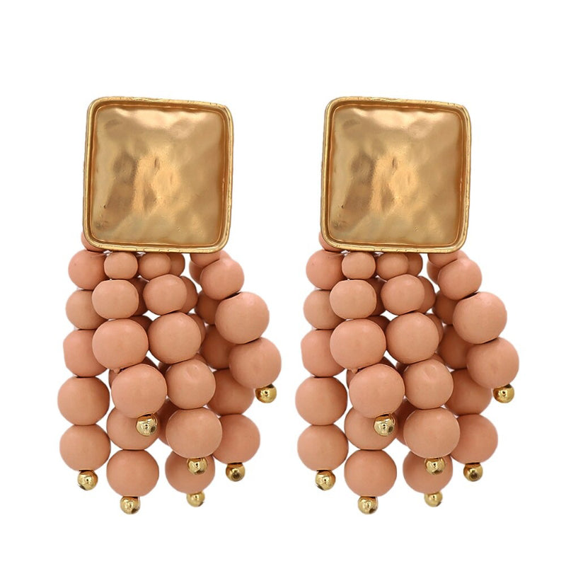 Handgemachte Holzperlenkette Quaste baumelnde modische Ohrringe