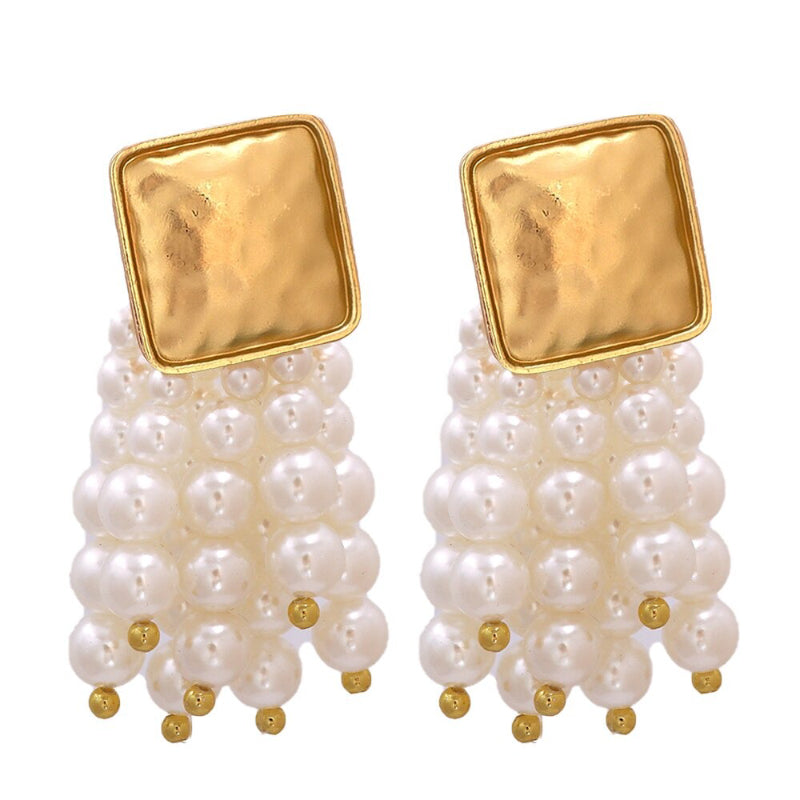 Handgemachte Holzperlenkette Quaste baumelnde modische Ohrringe