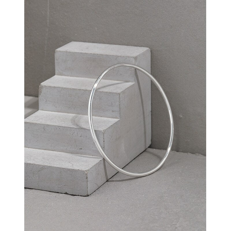 925 Sterling Silber Rundes Minimalistisches Band Armreif