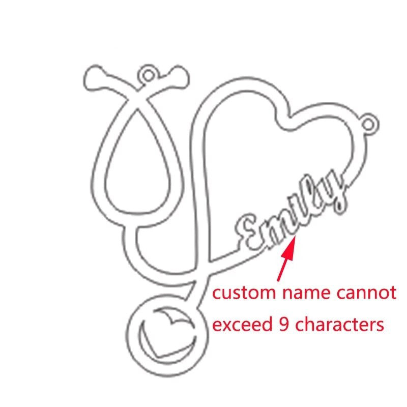 Halsketten mit personalisiertem Namensanhänger in Herzform mit Stethoskop