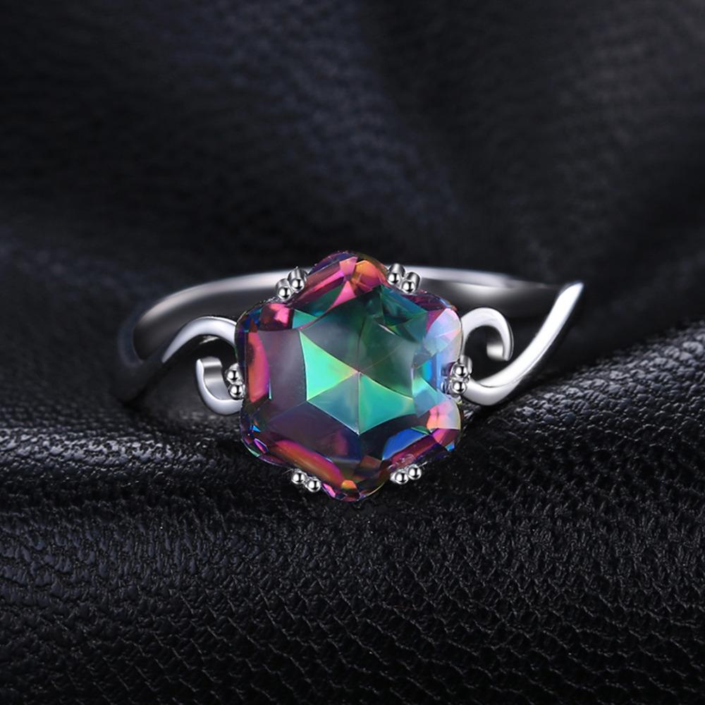 Sechseckiger Ring aus Sterlingsilber mit Regenbogentopas