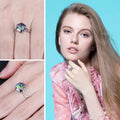 Sechseckiger Ring aus Sterlingsilber mit Regenbogentopas