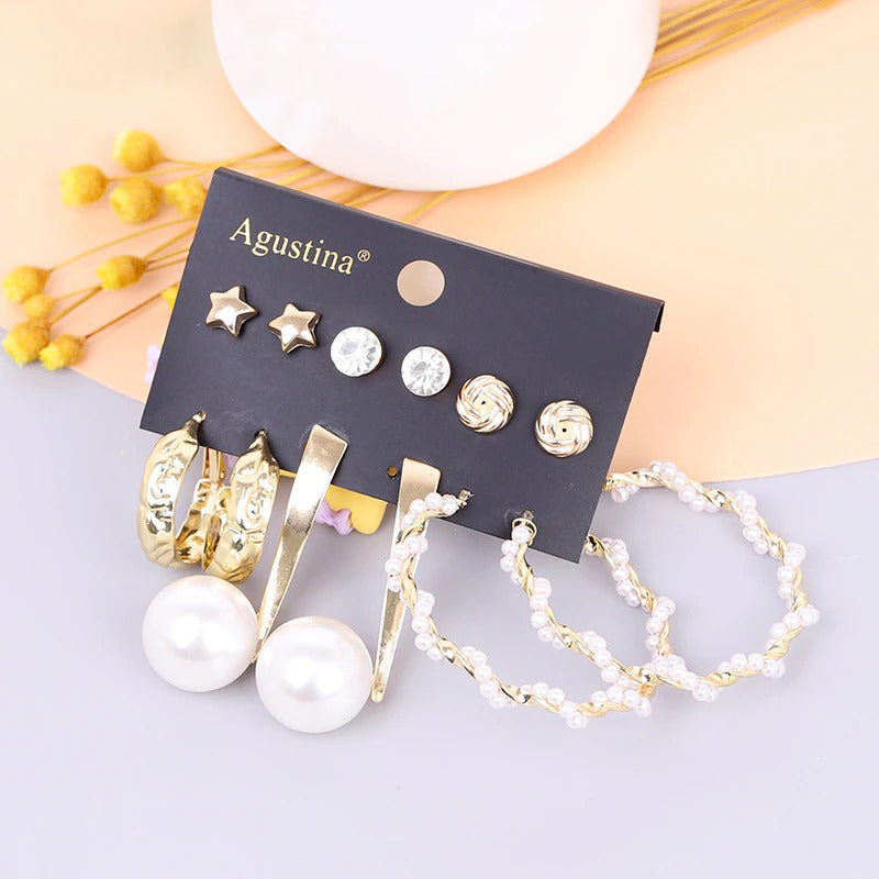 Hochmodisches mehrfarbiges Bohemian-Set mit langen baumelnden Ohrringen