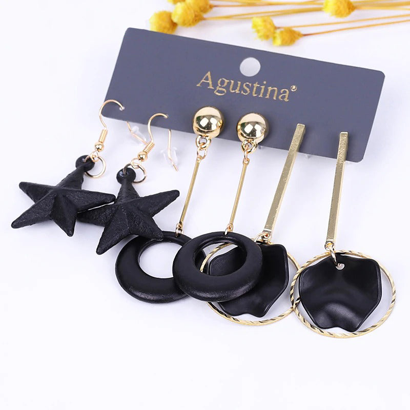 Hochmodisches mehrfarbiges Bohemian-Set mit langen baumelnden Ohrringen