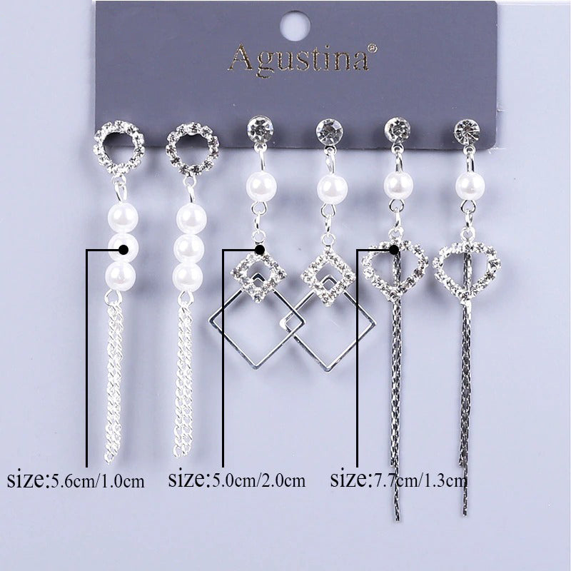 Hochmodisches mehrfarbiges Bohemian-Set mit langen baumelnden Ohrringen