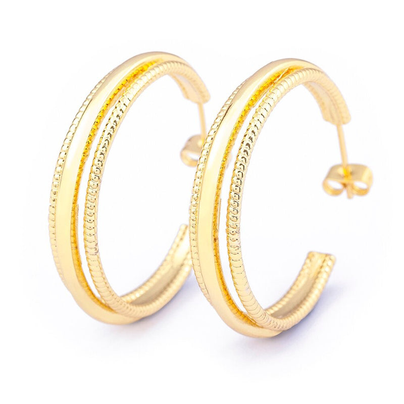 Hochglanzpolierte, klassische, doppellagige, runde Creolen