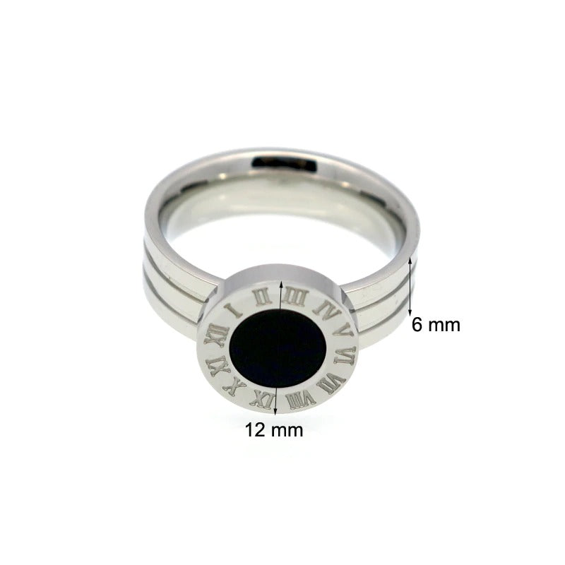 Ringe aus hochglanzpoliertem Edelstahl mit römischen Ziffern