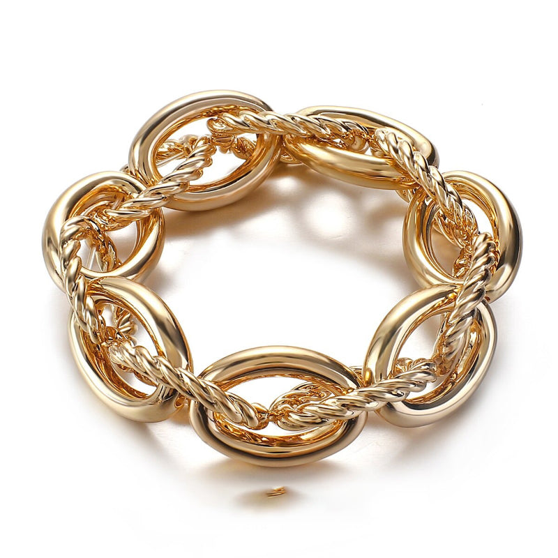 Hochglanzpolierte, dicke und klobige Twist-Kettenarmbänder