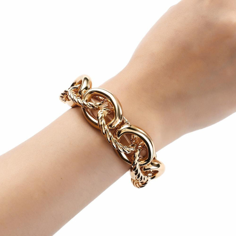 Hochglanzpolierte, dicke und klobige Twist-Kettenarmbänder
