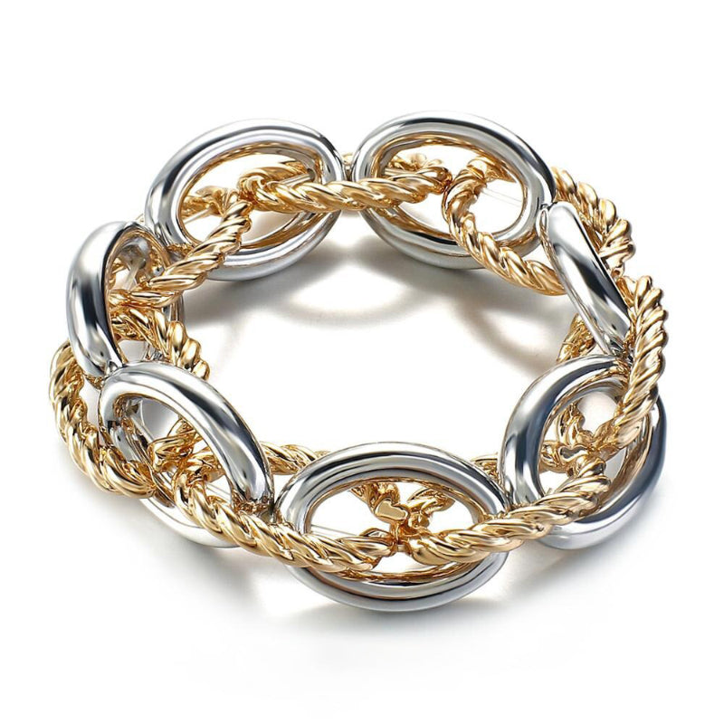 Hochglanzpolierte, dicke und klobige Twist-Kettenarmbänder