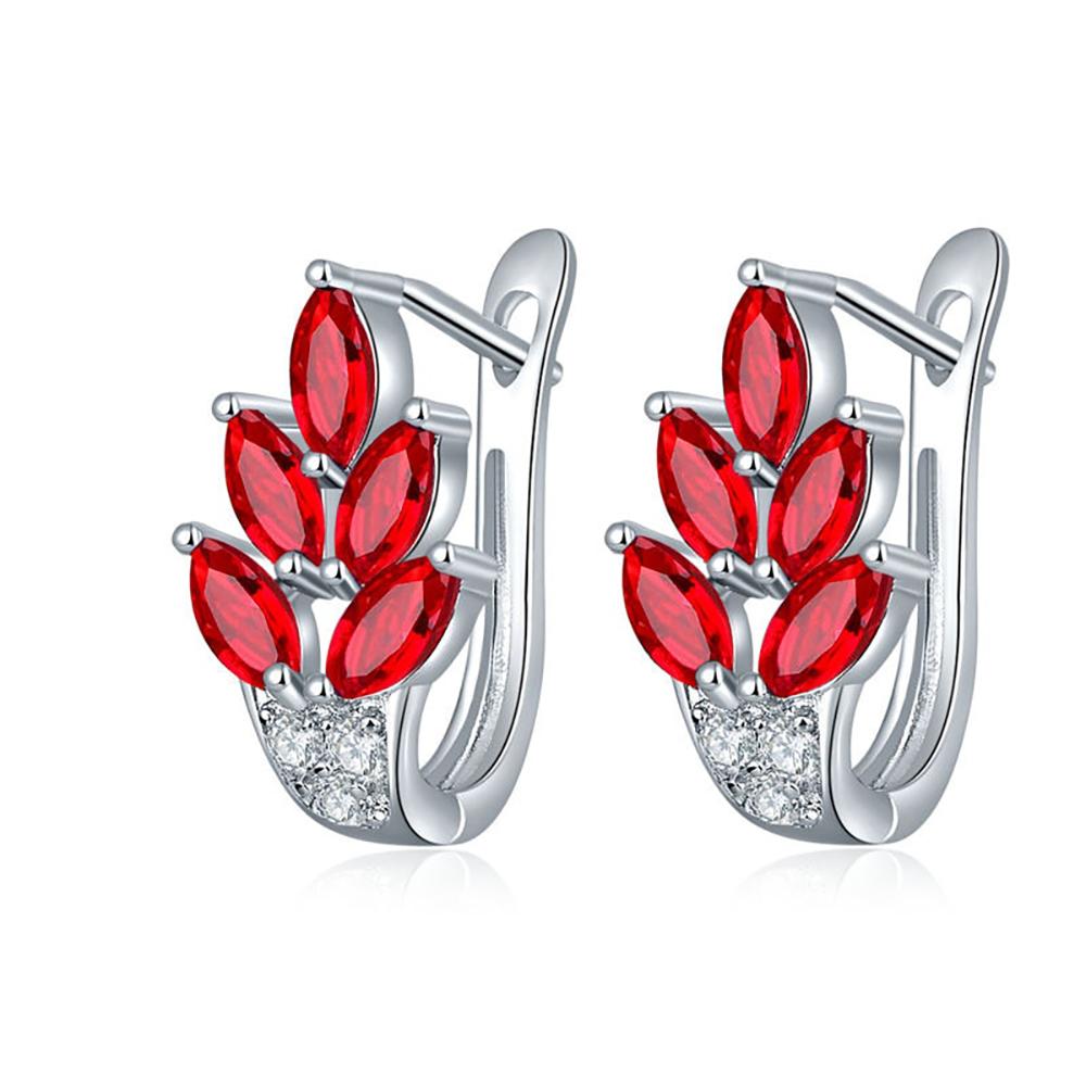 Creolen in Blätterform mit kubischem Zirkon in Silberfarbe