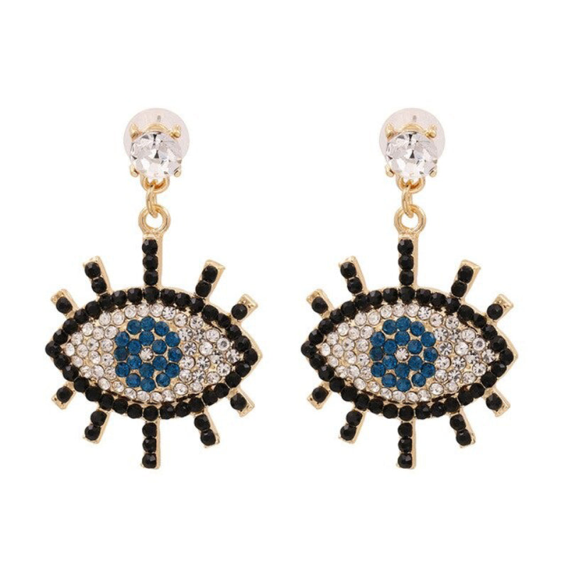 Statement-Ohrringe im Hippie- und Trendy-Stil in Herzform mit Glücksaugen-Tropfen