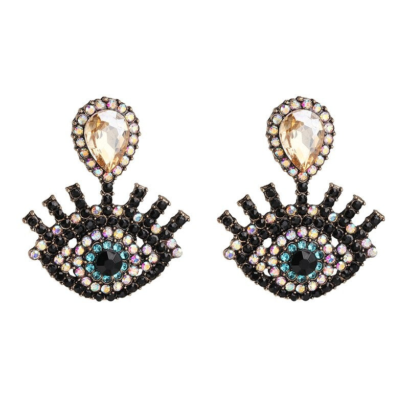 Statement-Ohrringe im Hippie- und Trendy-Stil in Herzform mit Glücksaugen-Tropfen