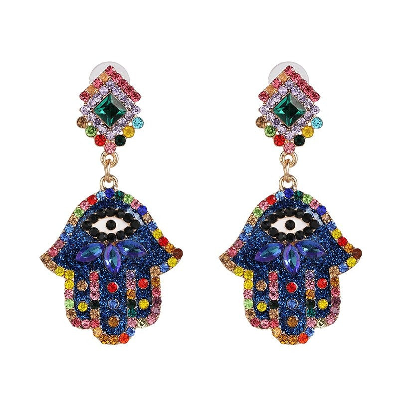 Statement-Ohrringe im Hippie- und Trendy-Stil in Herzform mit Glücksaugen-Tropfen