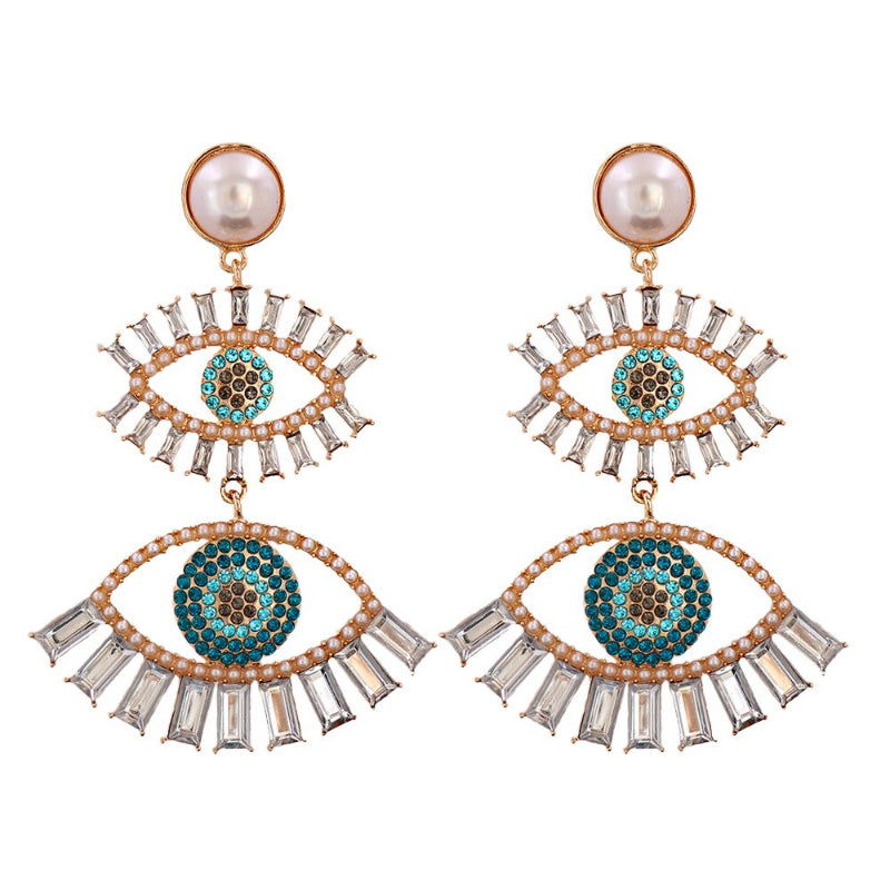 Statement-Ohrringe im Hippie- und Trendy-Stil in Herzform mit Glücksaugen-Tropfen