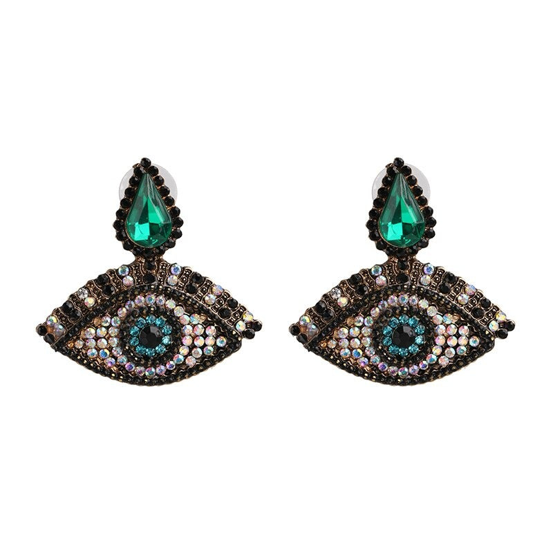 Statement-Ohrringe im Hippie- und Trendy-Stil in Herzform mit Glücksaugen-Tropfen