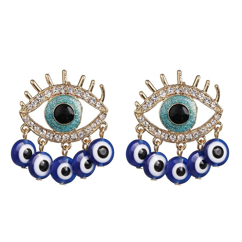 Statement-Ohrringe im Hippie- und Trendy-Stil in Herzform mit Glücksaugen-Tropfen