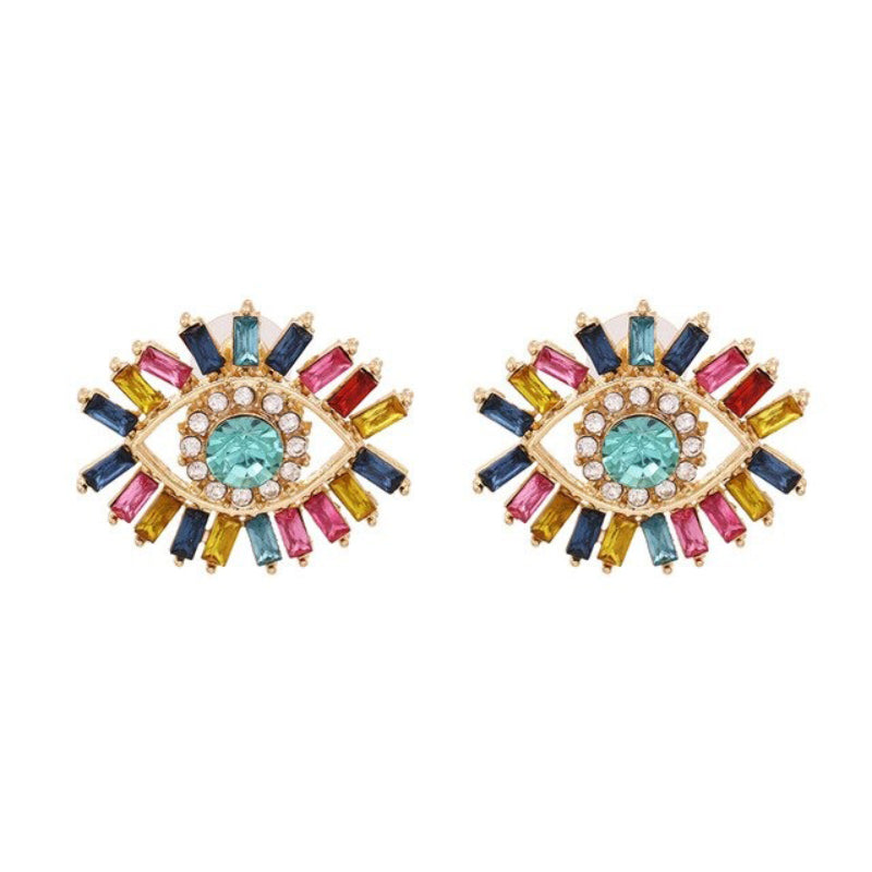 Statement-Ohrringe im Hippie- und Trendy-Stil in Herzform mit Glücksaugen-Tropfen