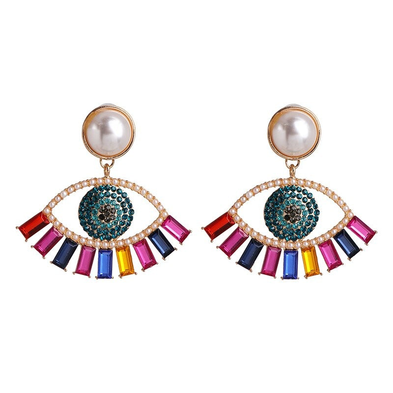 Statement-Ohrringe im Hippie- und Trendy-Stil in Herzform mit Glücksaugen-Tropfen