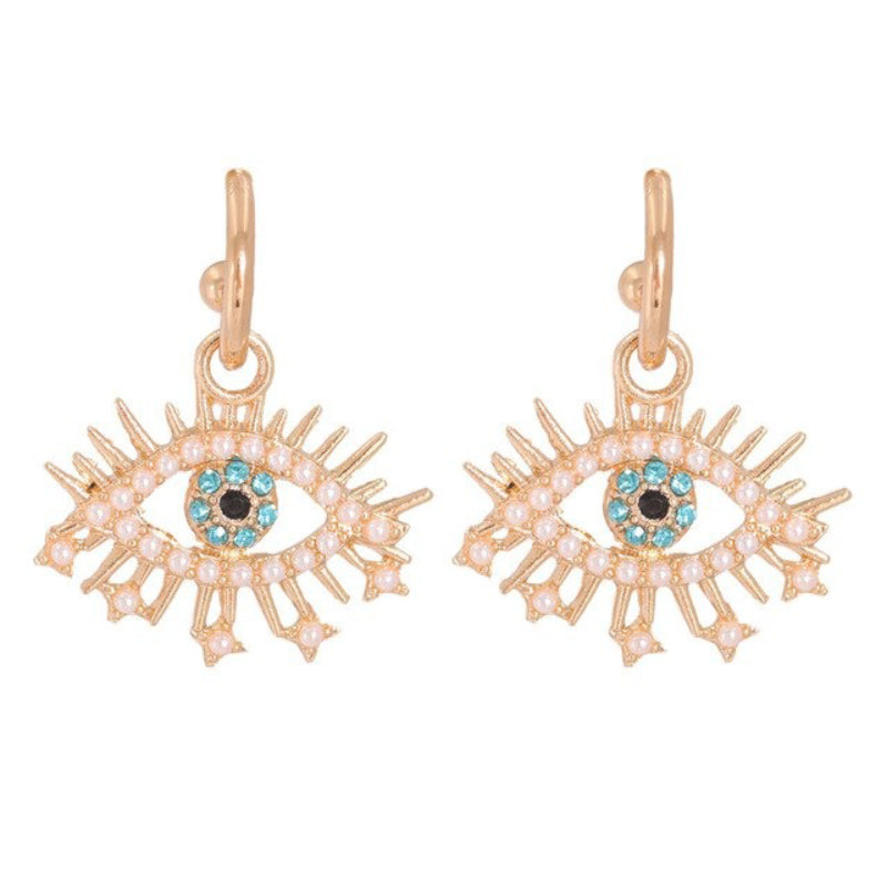 Statement-Ohrringe im Hippie- und Trendy-Stil in Herzform mit Glücksaugen-Tropfen