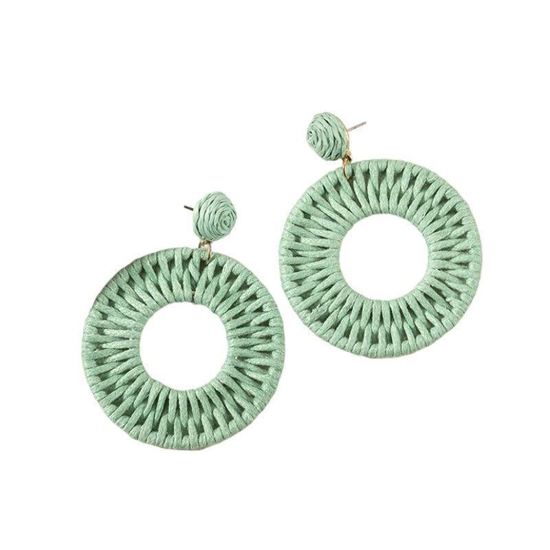 Ausgehöhlte, runde, böhmische Rattan-Ohrringe