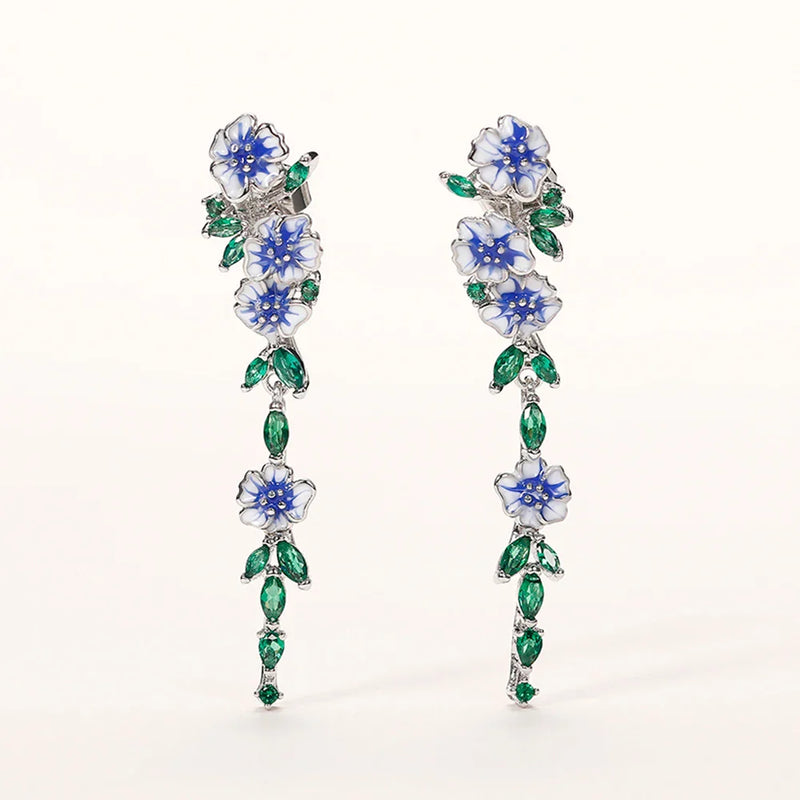 Luxuriöse blau-grüne florale Ohrhänger - Designer-Edelsteinschmuck