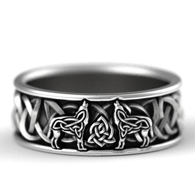 Keltischer Wolfsring aus Sterlingsilber – nordischer Wikingerschmuck, Herrenring