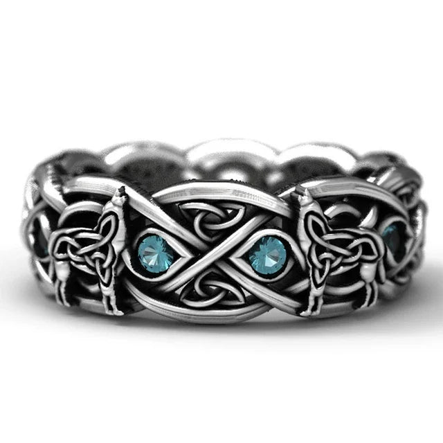 Keltischer Wolfsring aus Sterlingsilber – nordischer Wikingerschmuck, Herrenring