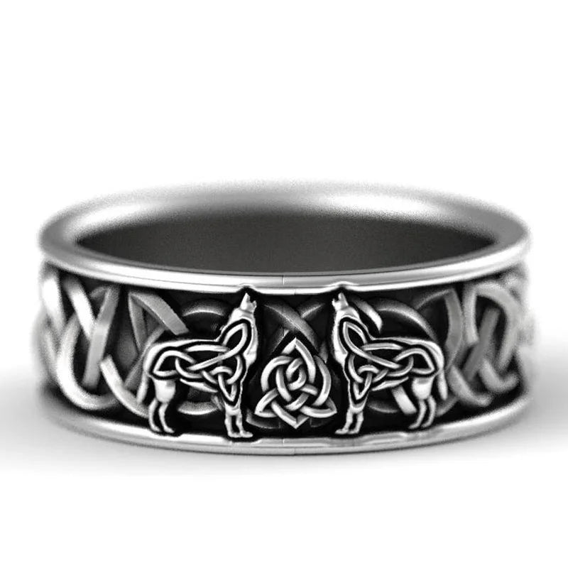 Keltischer Wolfsring aus Sterlingsilber – nordischer Wikingerschmuck, Herrenring