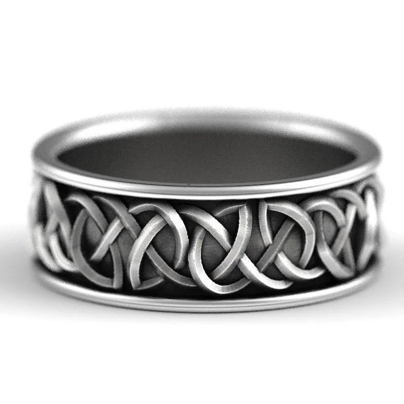 Keltischer Wolfsring aus Sterlingsilber – nordischer Wikingerschmuck, Herrenring
