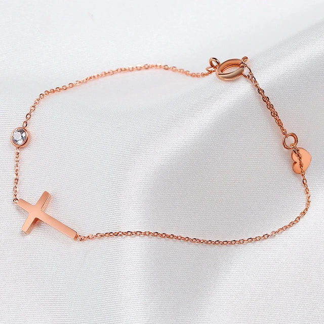 Kreuzarmband für Damen mit Stern-Element (Gold/Rosé/Silber) - Funkelnder Modeschmuck