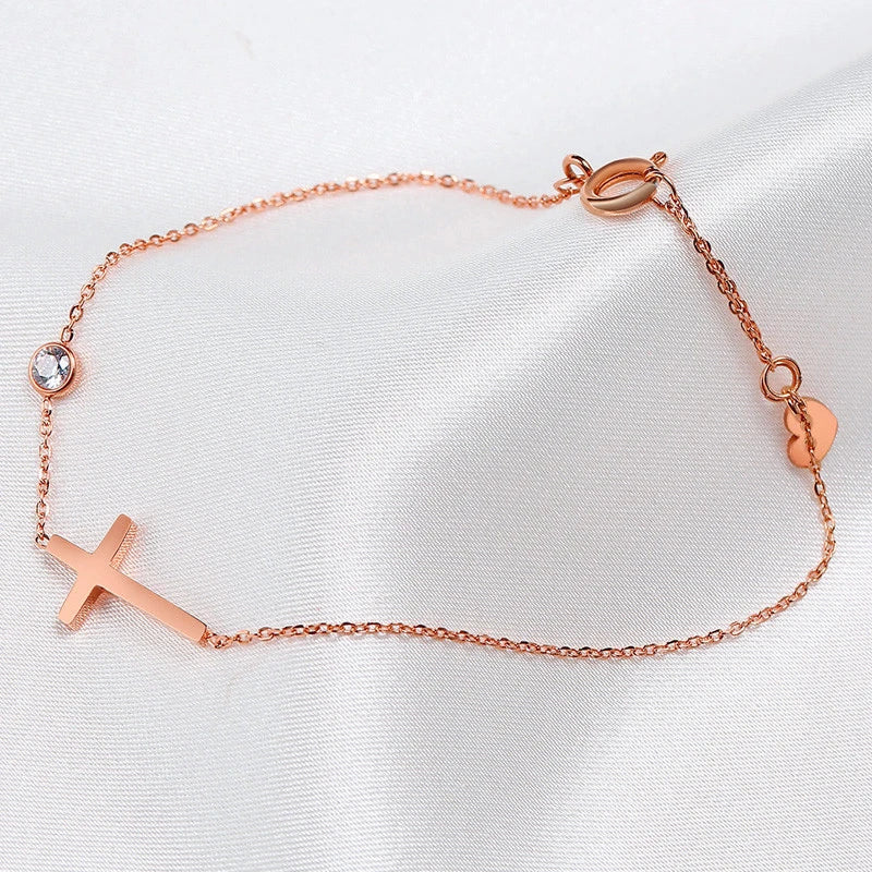 Kreuzarmband für Damen mit Stern-Element (Gold/Rosé/Silber) - Funkelnder Modeschmuck
