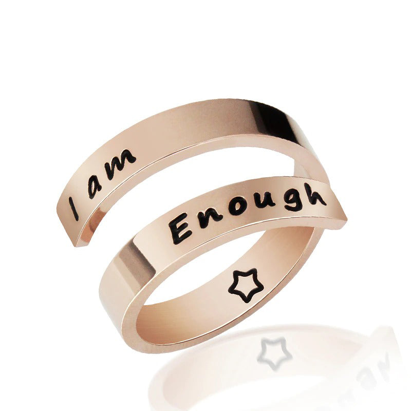 Inspirierende, gravierte verstellbare Wickelringe mit Aufschrift „I Am Enough“