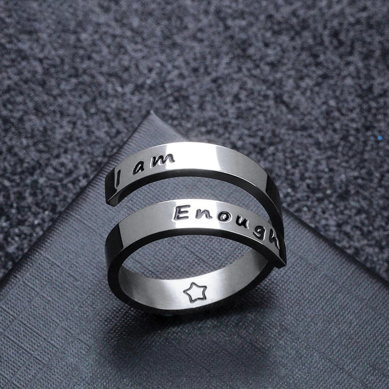 Inspirierende, gravierte verstellbare Wickelringe mit Aufschrift „I Am Enough“