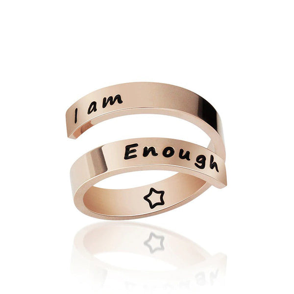 Inspirierende, gravierte verstellbare Wickelringe mit Aufschrift „I Am Enough“