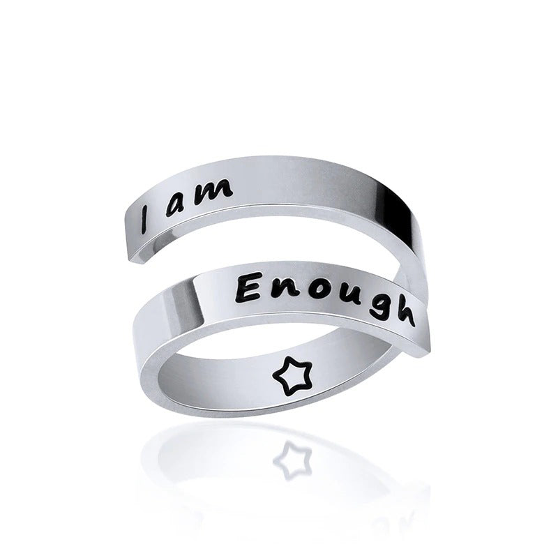 Inspirierende, gravierte verstellbare Wickelringe mit Aufschrift „I Am Enough“