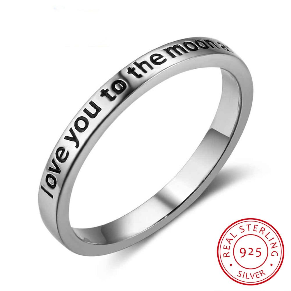 "Ich liebe dich bis zum Mond und zurück" Sterling Silber Ring