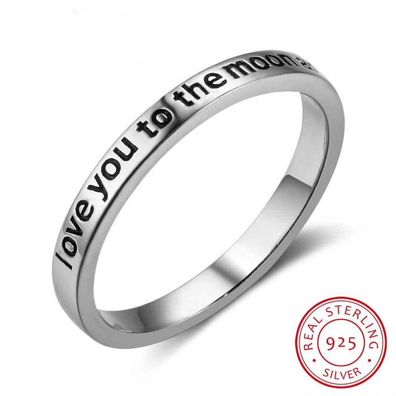 "Ich liebe dich bis zum Mond und zurück" Sterling Silber Ring