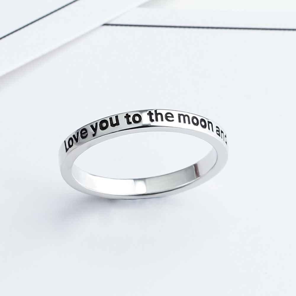 "Ich liebe dich bis zum Mond und zurück" Sterling Silber Ring
