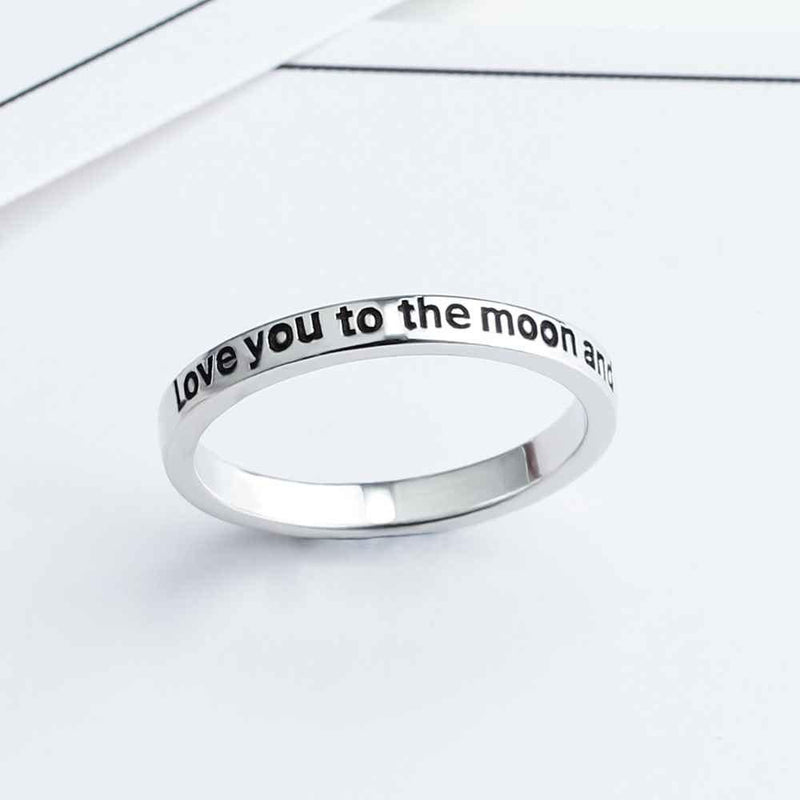 "Ich liebe dich bis zum Mond und zurück" Sterling Silber Ring