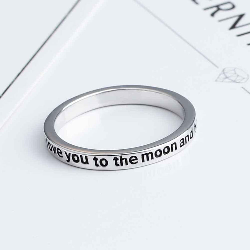 "Ich liebe dich bis zum Mond und zurück" Sterling Silber Ring