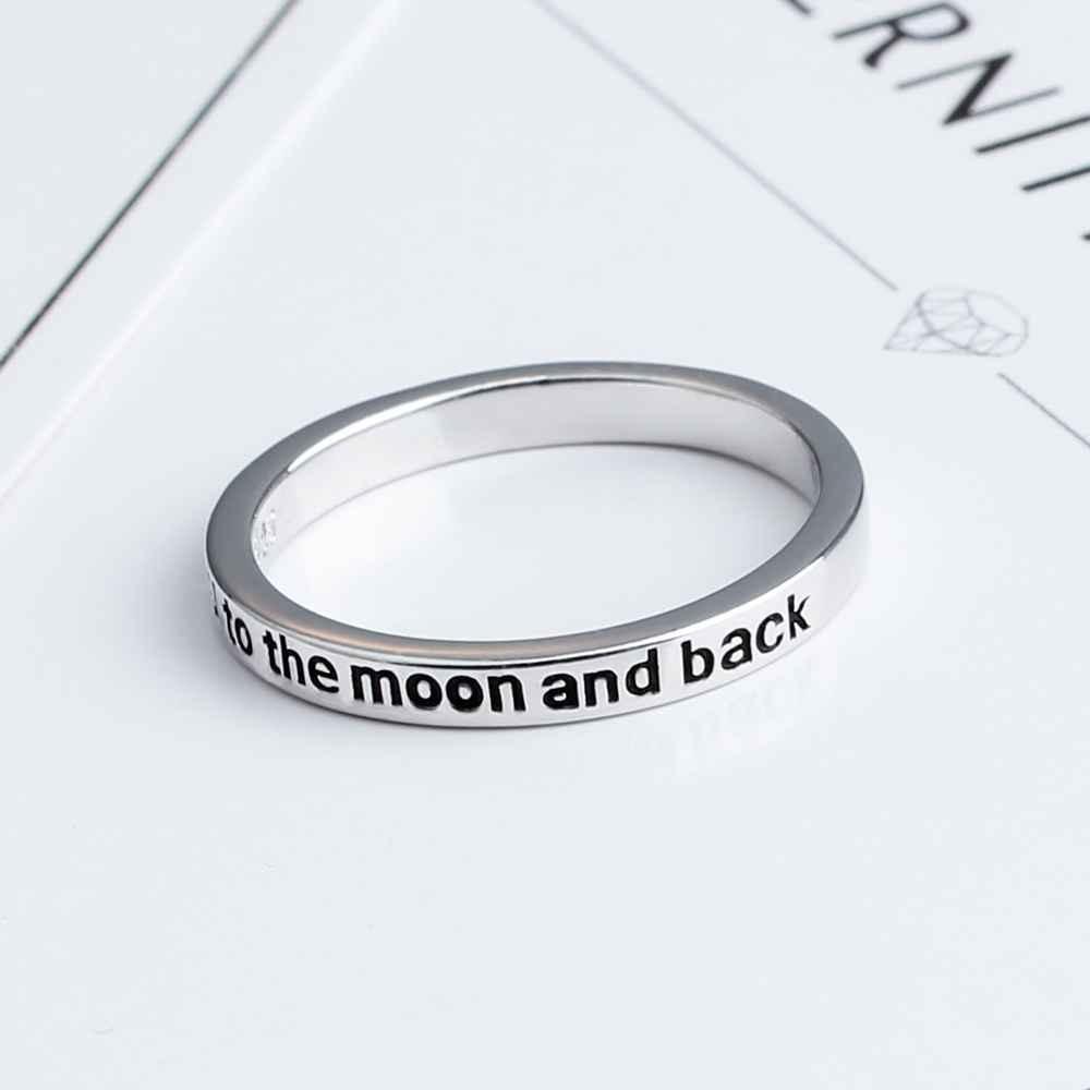 "Ich liebe dich bis zum Mond und zurück" Sterling Silber Ring