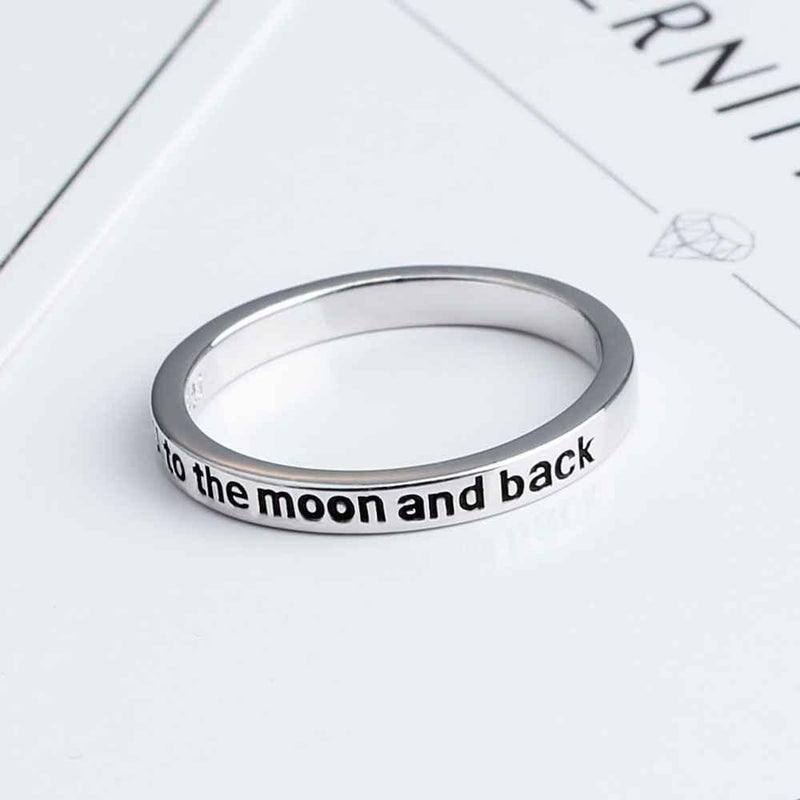 "Ich liebe dich bis zum Mond und zurück" Sterling Silber Ring