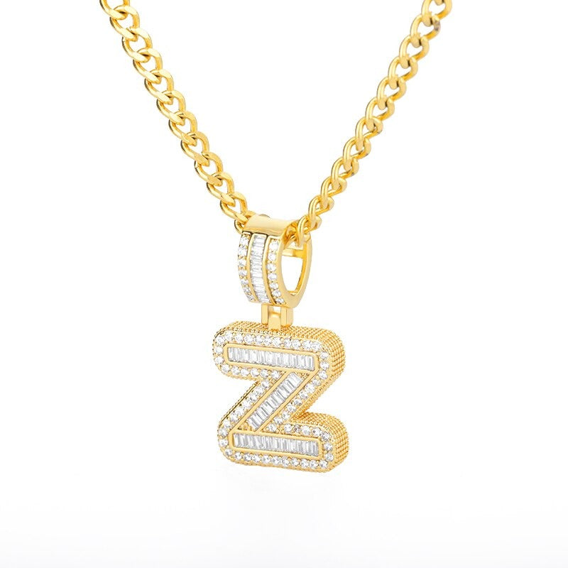 Halsketten mit Anhängern aus Iced Out-Zirkonia mit Anfangsbuchstaben A-Z