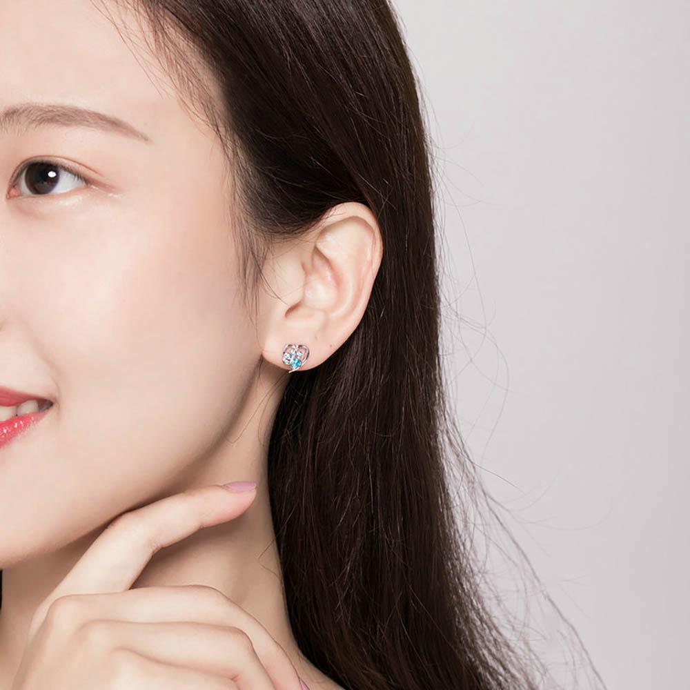 Beeindruckende Ohrstecker mit Pfotenmotiv in Herzform mit Kristall