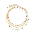 Mehrlagige Goldkette, Buntes Edelstein Choker, Gestapelte Halskette