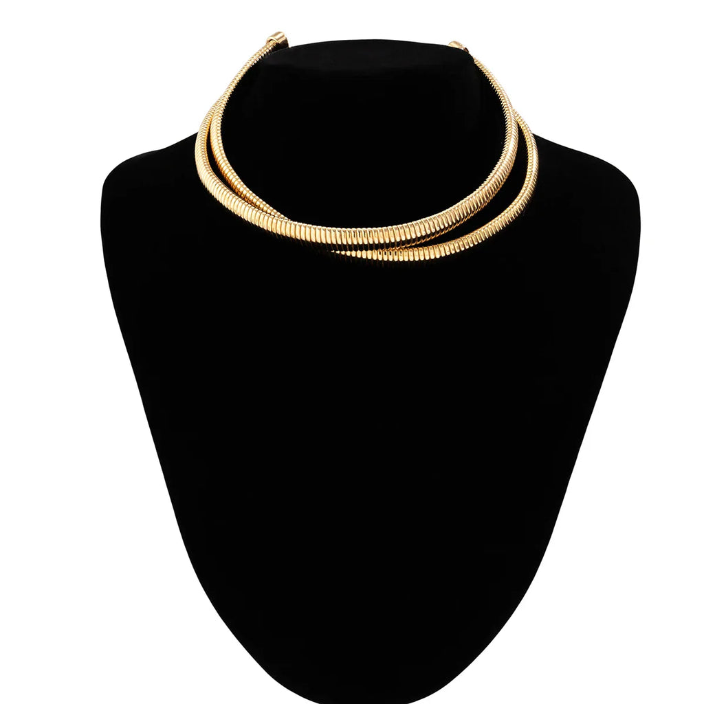 Choker aus Gold- und Silbermischung – Spiraldesign, luxuriöse mehrlagige Halskette