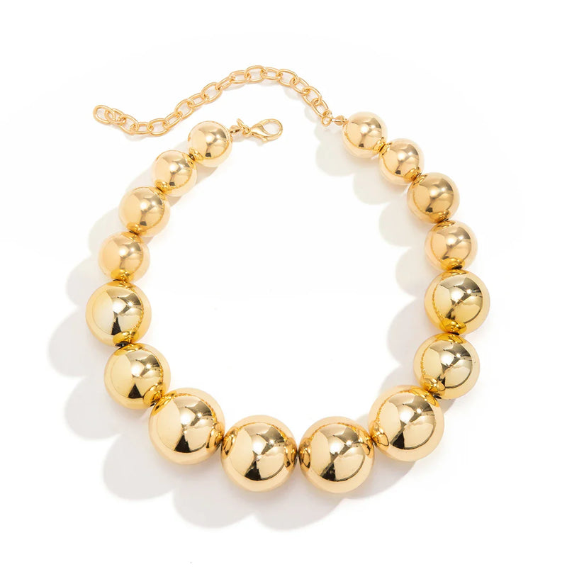 Goldene Statement-Kette – klobiger Luxus-Choker, kugelförmiges Design